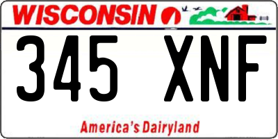 WI license plate 345XNF