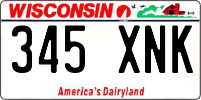 WI license plate 345XNK