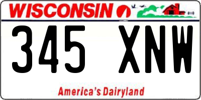 WI license plate 345XNW