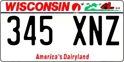 WI license plate 345XNZ