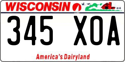 WI license plate 345XOA