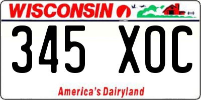 WI license plate 345XOC