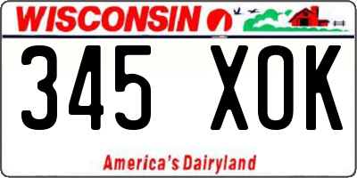 WI license plate 345XOK