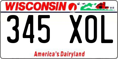 WI license plate 345XOL