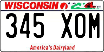 WI license plate 345XOM