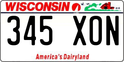 WI license plate 345XON