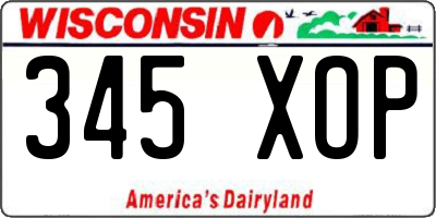 WI license plate 345XOP
