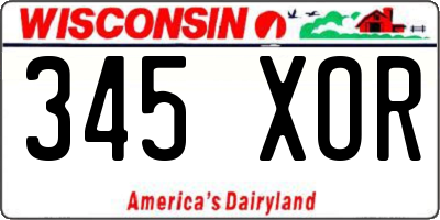 WI license plate 345XOR