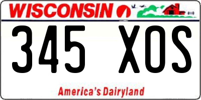 WI license plate 345XOS