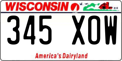 WI license plate 345XOW