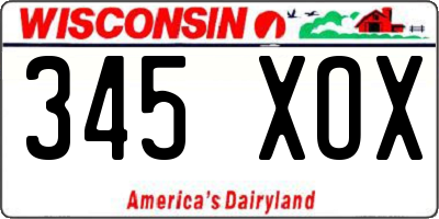 WI license plate 345XOX