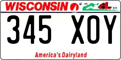 WI license plate 345XOY