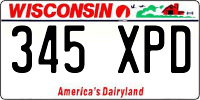 WI license plate 345XPD
