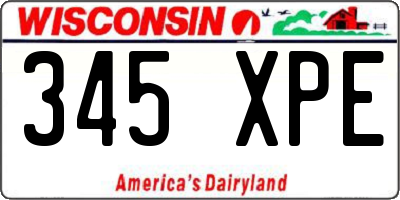 WI license plate 345XPE