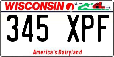 WI license plate 345XPF