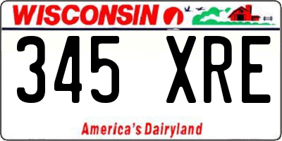 WI license plate 345XRE