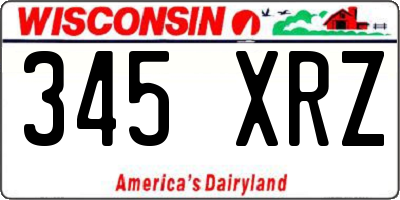 WI license plate 345XRZ