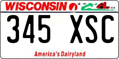 WI license plate 345XSC