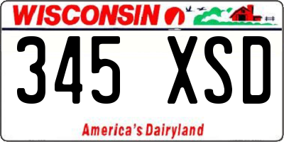 WI license plate 345XSD