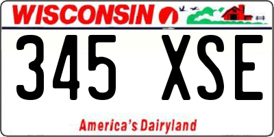 WI license plate 345XSE