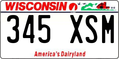 WI license plate 345XSM