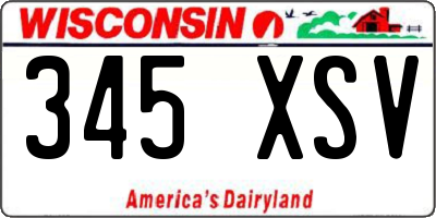 WI license plate 345XSV