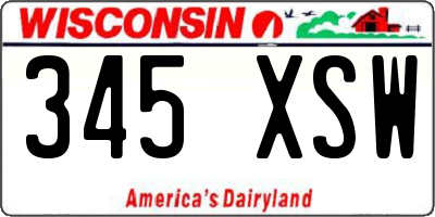 WI license plate 345XSW