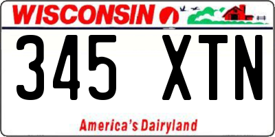 WI license plate 345XTN
