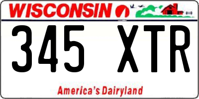 WI license plate 345XTR