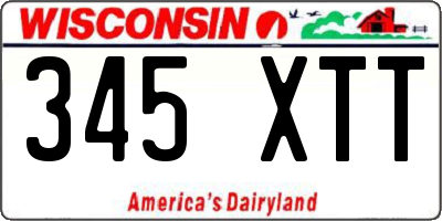WI license plate 345XTT