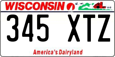 WI license plate 345XTZ