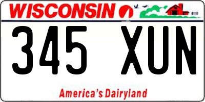 WI license plate 345XUN