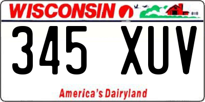 WI license plate 345XUV