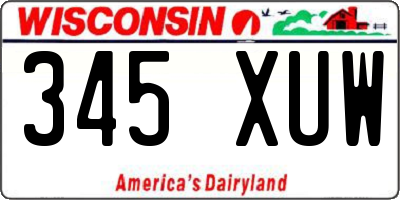 WI license plate 345XUW
