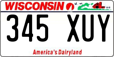 WI license plate 345XUY