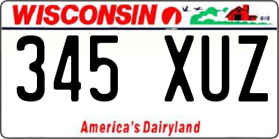 WI license plate 345XUZ