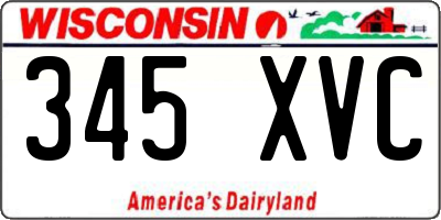 WI license plate 345XVC