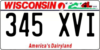 WI license plate 345XVI