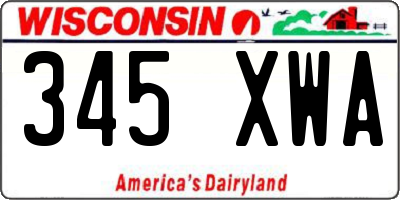 WI license plate 345XWA