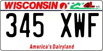 WI license plate 345XWF