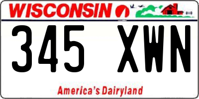 WI license plate 345XWN