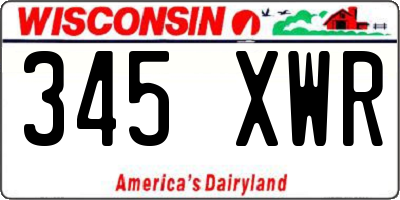WI license plate 345XWR