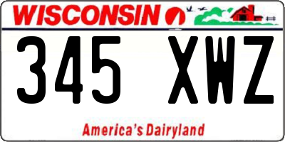 WI license plate 345XWZ