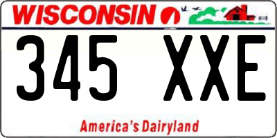 WI license plate 345XXE