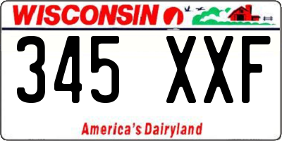 WI license plate 345XXF
