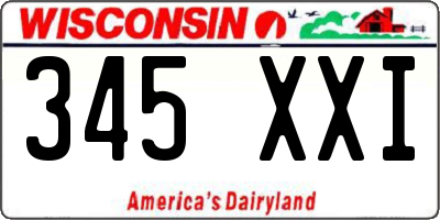 WI license plate 345XXI