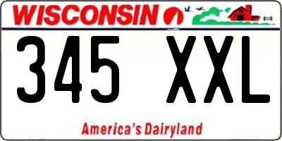 WI license plate 345XXL