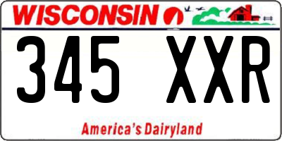WI license plate 345XXR