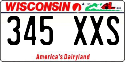WI license plate 345XXS