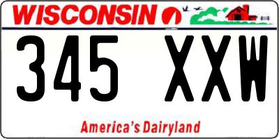 WI license plate 345XXW
